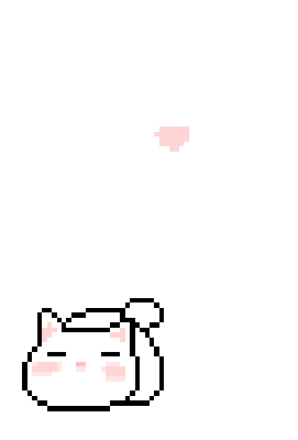 pixel art cat playing with a heart
